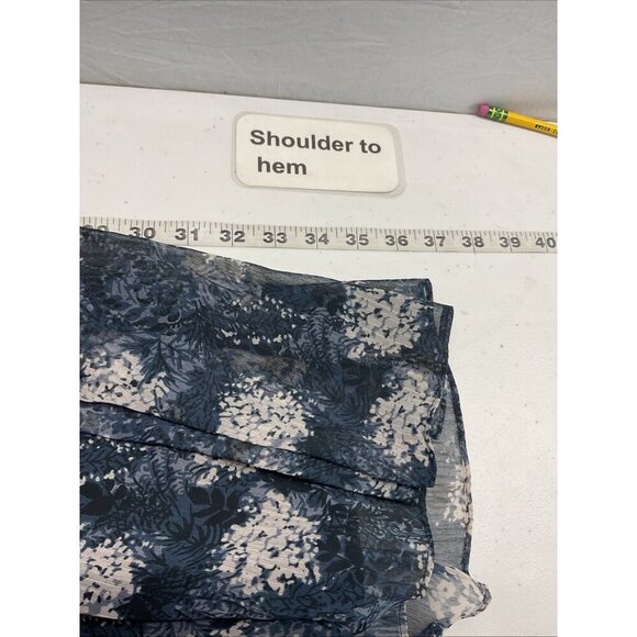 Joie Sleeveless Sheer Overlay knee length Dress‎ Baltic Print Blue size L flowy - Picture 8 of 13